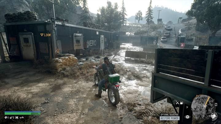 The Nero checkpoint on the border with the Cascade (point on the map: 5A) is a bit more complicated than the previous points, because after finding the fuel (one of the cans you will find in the tent) and refueling the generator, the device wont start - Days Gone: Belknap - map, important locations - Belknap region maps - Days Gone Guide