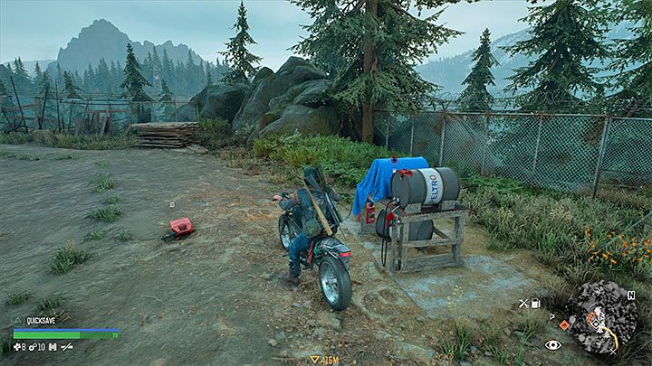 The gas pump is another important place here - Days Gone: OLeary Mountain Safehouse - Encampments - Days Gone Guide
