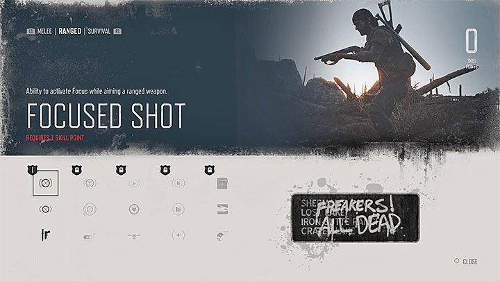 Focused Shot - This skill slows down the time while you aim - Days Gone: Best starting skills - Character progression - Days Gone Guide