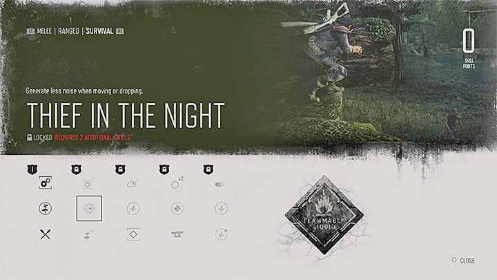 Thief in the Night - This skill reduces the amount of noise generated by moving and falling - Days Gone: Best starting skills - Character progression - Days Gone Guide