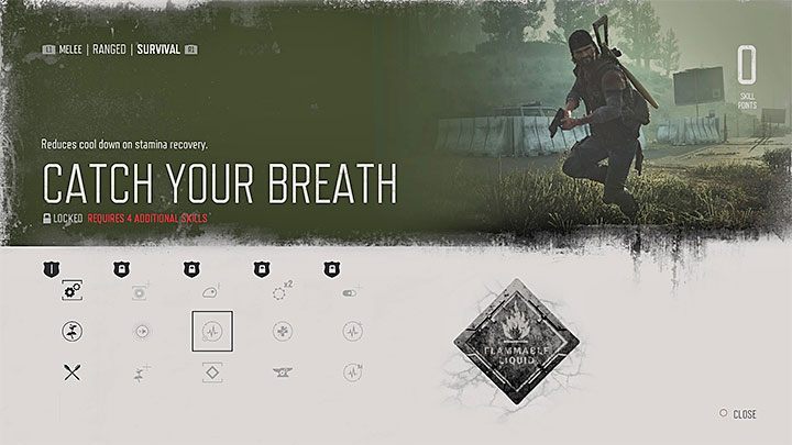Catch Your Breath - This skill reduces the cooldown on stamina regeneration - Days Gone: Best starting skills - Character progression - Days Gone Guide