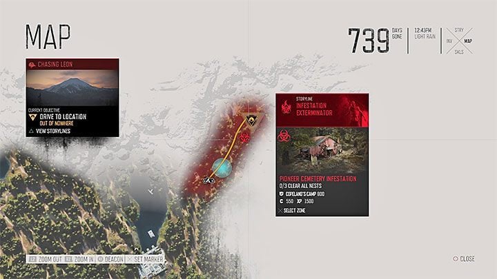 Pioneer Cemetery Infestation nests are located in the north-east part of Cascade region - Days Gone: Where to find Pioneer Cemetery Infestation nests? - Exploration - Days Gone Guide