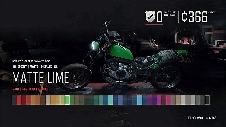 The third group of improvements are the Paint modifications - Days Gone: How to upgrade motorcycle? - Motorcycle - Days Gone Guide