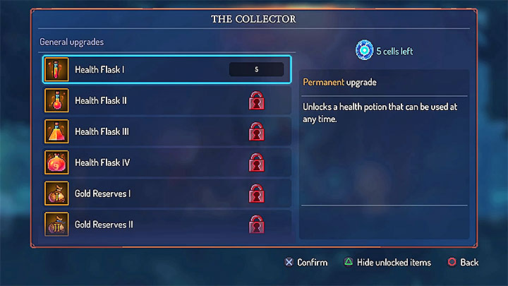 Once in the safe zone, speak with the blue NPC, where you can exchange cells for skills - Character development and cells in Dead Cells - How to start? - Dead Cells Game Guide