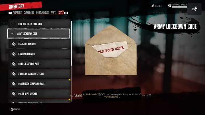 By finding all 3 items (2 from the tent and the dog tags), the main character will manage to complete the access code - Dead Island 2: Where is Hicks? - FAQ - Dead Island 2 Guide