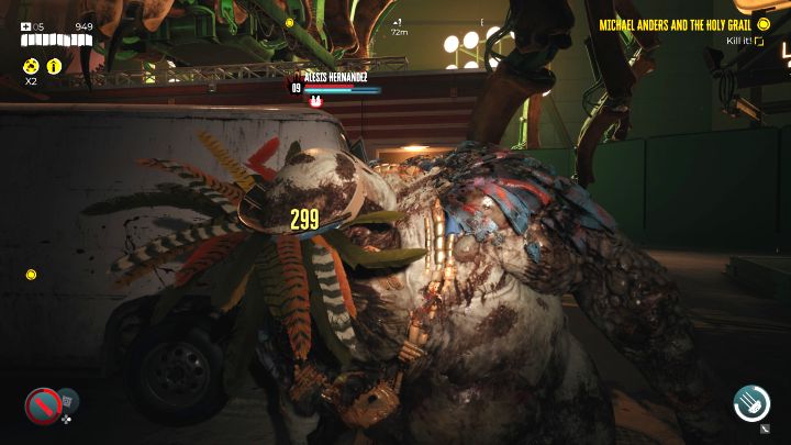 He can possibly stop spitting bile if you get close - Dead Island 2: How to beat Alesis Hernandez? - Bosses - Dead Island 2 Guide