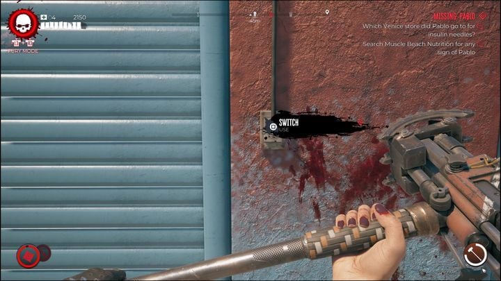 On the shelf with the dumbbells there is a note - Protein, please - Dead Island 2: Missing Pablo - Lost and found - Dead Island 2 Guide