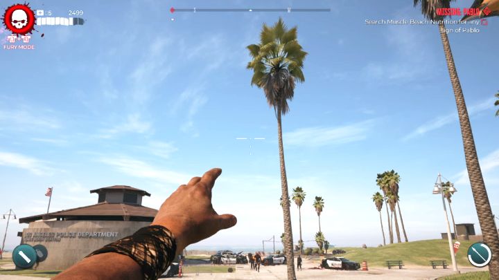 Select a melee weapon and hold down the aim button to wind up for your throw - Dead Island 2: How to throw a weapon 35 meters away? - FAQ - Dead Island 2 Guide