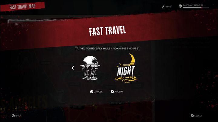Once you've chosen your destination, you can decide whether you want to appear at the location during the day or night, and then confirm your choice - Dead Island 2: Can you change the time of day? - FAQ - Dead Island 2 Guide