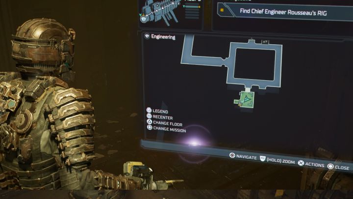 The RIG is on the Engineering Deck, in a small southern room on level 5 that is adjacent to the Fuel Storage - Dead Space Remake: You Are Not Authorized - Side missions - Dead Space Remake Guide