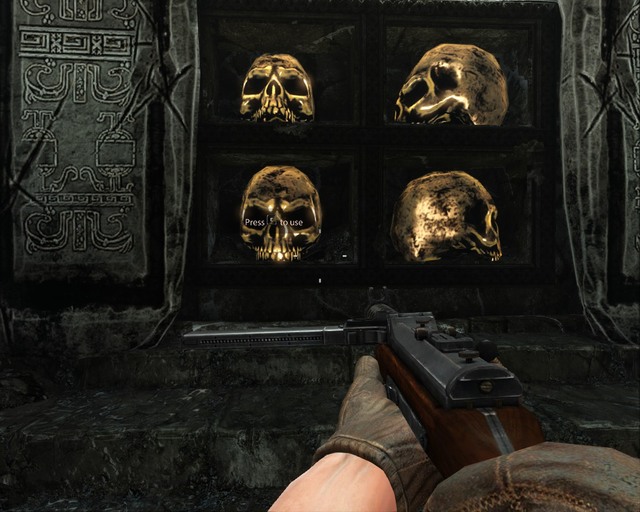 Place the skull here and turn its back towards you. - Mayan Temple | Walkthrough - Walkthrough - Deadfall Adventures Game Guide & Walkthrough