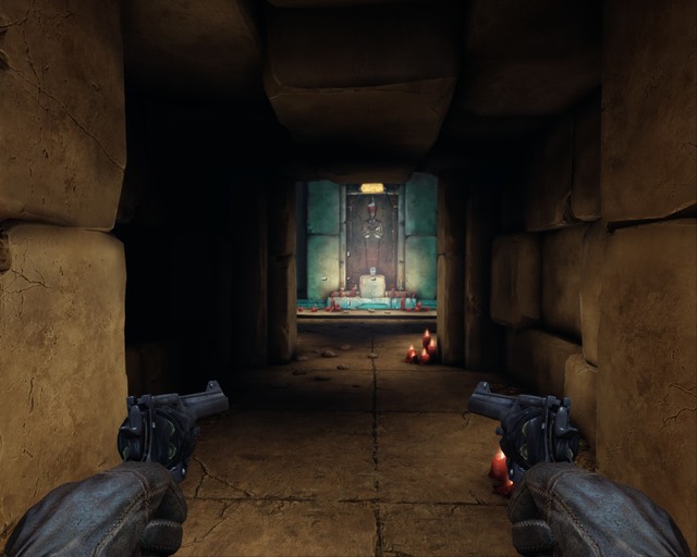 In a chamber with falling blocks on the left. - Pyramid | Treasures - Treasures - Deadfall Adventures Game Guide & Walkthrough