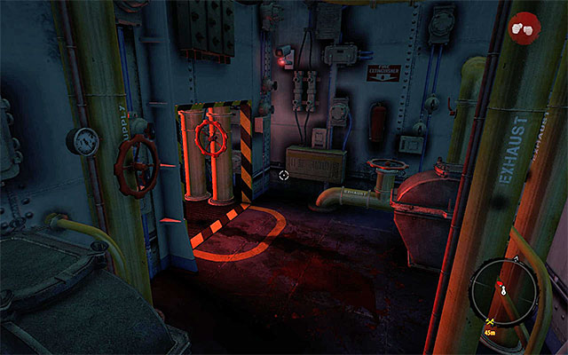 Continue walking, open the second hatch and get to the place where you have to crouch - Find a way onto a second deck | Prologue - The Storm - Prologue - The Storm - Dead Island Riptide Game Guide