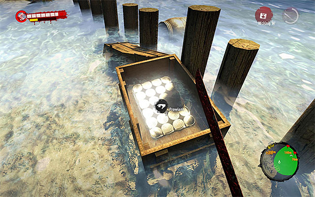 Supplies can be found in the chest submerged in water - Heavenly Gift | Side missions - Jungle - Side missions - Jungle - Dead Island Riptide Game Guide