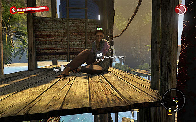 When you eliminate all zombies, use a ladder to get onto upper balconies and get to the Kitty - Rescue Kitty | Side missions - Jungle - Side missions - Jungle - Dead Island Riptide Game Guide