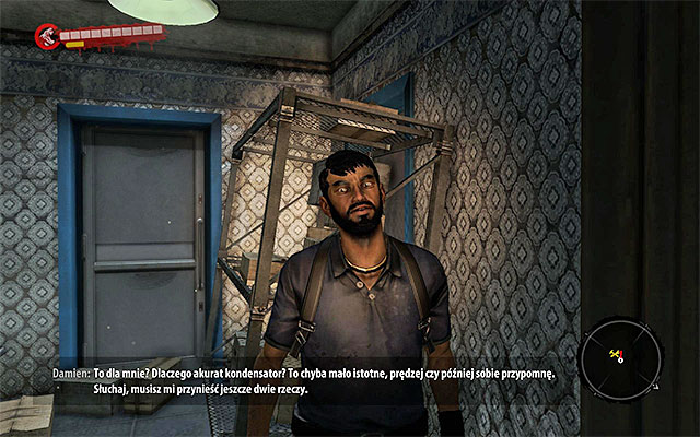 Move west, return to Damien and give him a condenser - Memories | Side missions - Henderson - Side missions - Henderson - Dead Island Riptide Game Guide