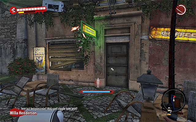 Descend from the balcony and find an entrance to the cafe, on northern east from Eve - The Dead Cant Dance | Side missions - Henderson - Side missions - Henderson - Dead Island Riptide Game Guide