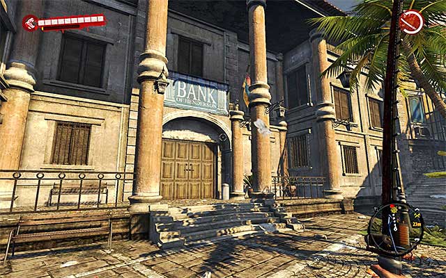 Bank is in the northern part of the city, and you should localize it easily because you were passing it during one of previous main quests - Perfect Plan | Side missions - Henderson - Side missions - Henderson - Dead Island Riptide Game Guide