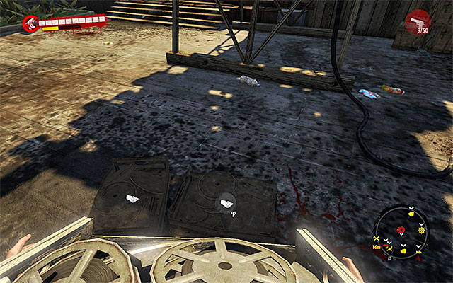 Approach the place where you have to set up a fire (screen above) and leave a crate here - Place film stocks on the roof | Chapter 10 - Rescue - Chapter 10 - Rescue - Dead Island Riptide Game Guide