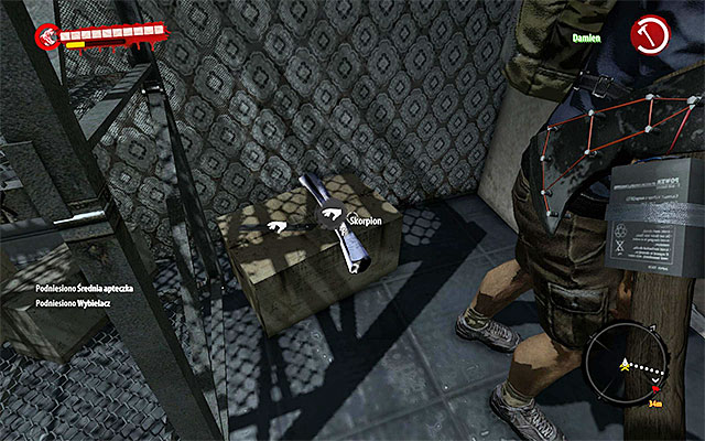 Use ladder to get inside the building and search the area behind Damien to find a Modification - Modifications - Henderson (2) | Secrets - Secrets - Dead Island Riptide Game Guide