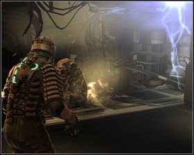 Youll face another large necromorphs - again, aim for the yellow spots on its legs - Obliteration Imminent Part 1 | Walkthrough - Walkthrough - Dead Space Game Guide & Walkthrough