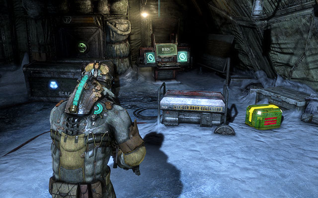 Enter another tent, where there is a suit kiosk, a workbench and several crates with supplies - Locate the Experiment Facility | 10: Now We Know - 10: Now We Know - Dead Space 3 Game Guide