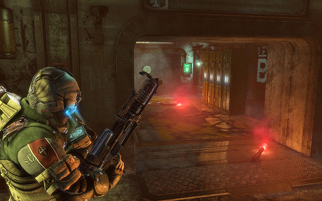 When the gate is open, run to the end of the corridor to the elevator, watching out for gas - Retrieve the Codex from Danik | 15: A Change of Fortitude - 15: A Change of Fortitude - Dead Space 3 Game Guide