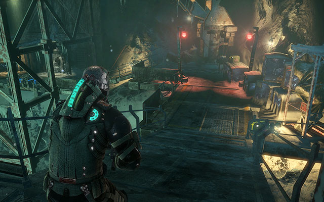 Once you get to the very bottom, unhook yourself - youll get attacked again, so watch out - Follow Danik down the Research Silo | 16: What Lies Below - 16: What Lies Below - Dead Space 3 Game Guide