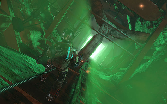 While getting deeper, youll come across turning fan - use kinesis to slow it down and continue walking - Follow Danik down the Research Silo | 16: What Lies Below - 16: What Lies Below - Dead Space 3 Game Guide