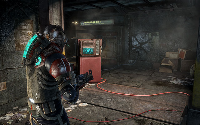 Go up and move ahead - youll find yourself in a corridor with blocked door - Recover anything that survived the purge | Side missions: Disposal Services - Side missions: Disposal Services - Dead Space 3 Game Guide