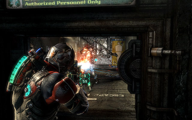 The next corridor, with several lockers, leads to another silo - again turn the catwalk at 180 degrees to be able to move further - Investigate Carvers vision | Co-op missions: Marker Containment - Co-op missions: Marker Containment - Dead Space 3 Game Guide