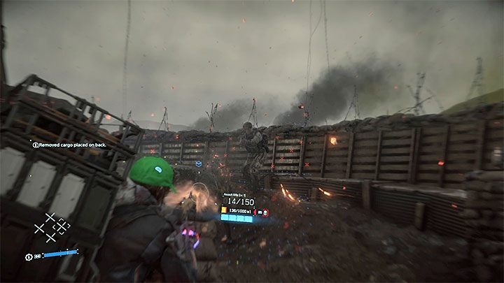 Once you have found your enemies, always focus on identifying and attacking Unger - by weakening him enough you will push away the whole group - Clifford Unger in Chapter 4 | Death Stranding Boss - Bosses - Death Stranding Guide