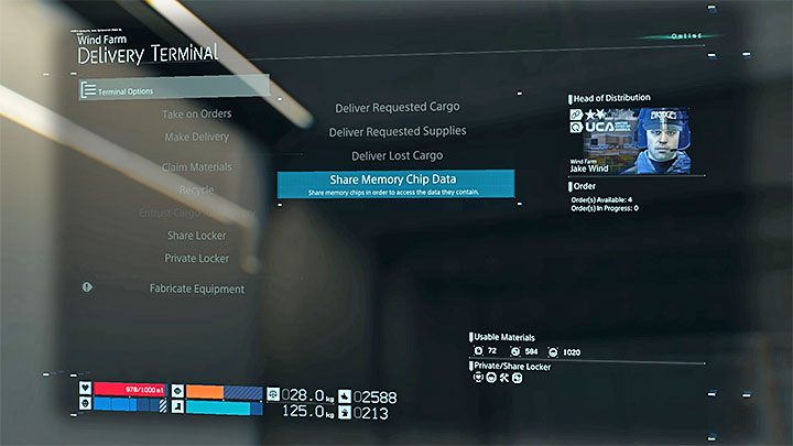 To identify a memory chip, you must return to any allied facility and interact with the terminal - What are memory chips for in Death Stranding? - Exploration and cargo transportation - Death Stranding Guide