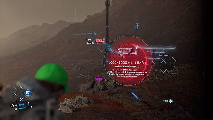 Anti-BT Handgun is the weapon you will get during the progress of the main story - How to get the first weapons in Death Stranding? - Combat - Death Stranding Guide