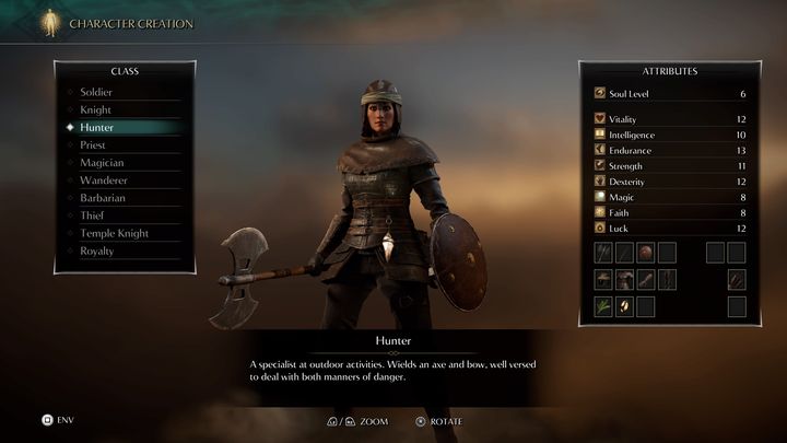Hunter is a character who has health and stamina at a fairly high level - Demons Souls Remake: Character Classes - list - Character development - Demons Souls Remake Guide