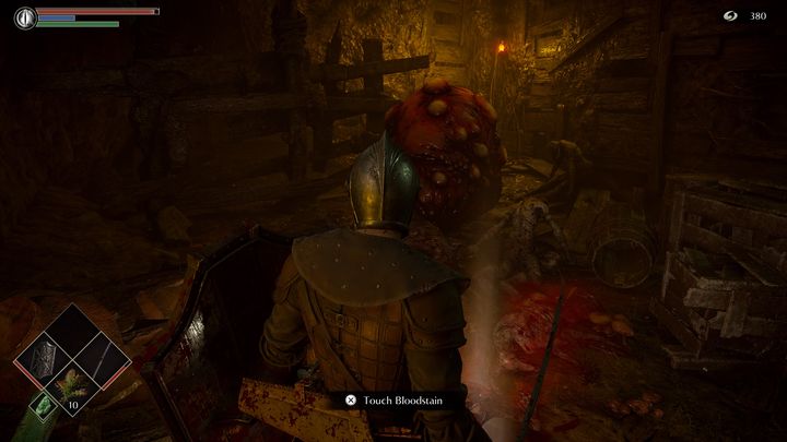 At the other end of the bridge, on the right side there is a room with a red cocoon - Demons Souls Remake: Depraved Chasm (5-1) - walkthrough - Valley of Defilement (Region 5) - Demons Souls Remake Guide