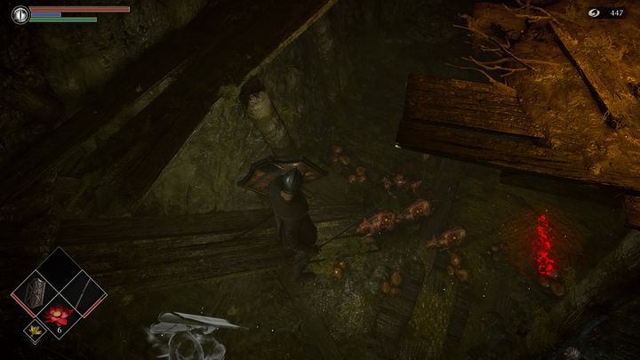 Going down to the floor below, you will encounter many rats on your way, which, after attacking your character, will put the plague effect on you - Demons Souls Remake: Depraved Chasm (5-1) - walkthrough - Valley of Defilement (Region 5) - Demons Souls Remake Guide