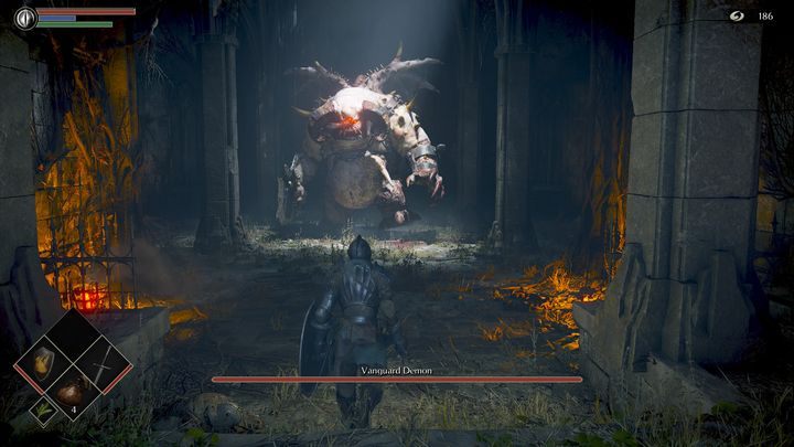 This strategy also provokes the boss to use the attack in which it flies into the air and falls to the ground - Demons Souls remake: Vanguard Demon - boss how to defeat? - Demons Souls Remake: Bosses - Demons Souls Remake Guide