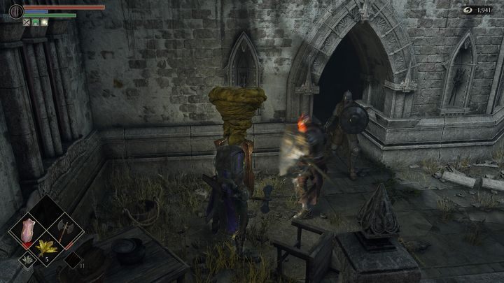 To the right of the stairs is the entrance to the room - Demons Souls Remake: Inner Ward (1-3) - walkthrough - Boletarian Palace (Region 1) - Demons Souls Remake Guide