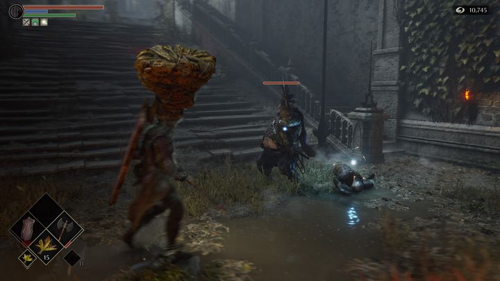 After defeating him, pick up the items located at the gate, and then open it with the nearby lever - Demons Souls Remake: Inner Ward (1-3) - walkthrough - Boletarian Palace (Region 1) - Demons Souls Remake Guide