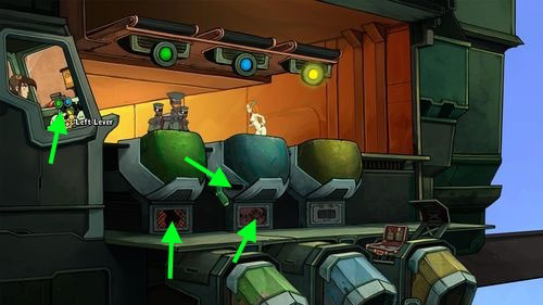 Open the inventory and use Provisions on the middle hatch - Organons Cruiser | Part 1 - Kuvaq - Part 1 - Kuvaq - Deponia Game Guide & Walkthrough