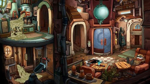 Return to the living room and then go outside - Find coffee water ingredients | Part 1 - Kuvaq - Part 1 - Kuvaq - Deponia Game Guide & Walkthrough