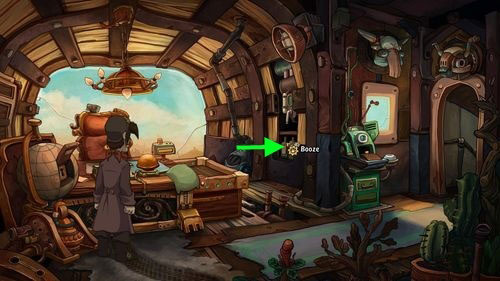 A part of wall will move aside, showing the hidden cabinet - Find coffee water ingredients | Part 1 - Kuvaq - Part 1 - Kuvaq - Deponia Game Guide & Walkthrough