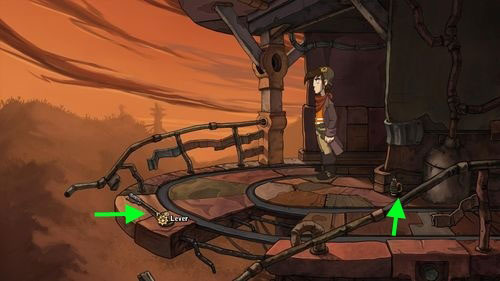 In the new location pick up the Lever and a Bottle on the ground - Place Goal in the mine cart | Part 2 - Junk Mine - Part 2 - Junk Mine - Deponia Game Guide & Walkthrough