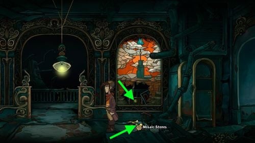 Try to pick up Mosaic Stones but Rufus will manage to take only Chewed Gum - Get to the platform | Part 3 - Lower Ascension Station - Part 3 - Lower Ascension Station - Deponia Game Guide & Walkthrough