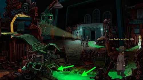 It turns out that Organons are looking for you, blocking the way inside - Go to Elysium to save Deponia | Part 3 - Lower Ascension Station - Part 3 - Lower Ascension Station - Deponia Game Guide & Walkthrough