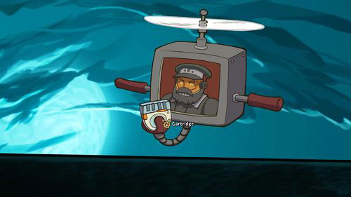 Turn to the Ramp and then grab the Handle of the flying device - Return Goal her true personality | Part 3 - Lower Ascension Station - Part 3 - Lower Ascension Station - Deponia Game Guide & Walkthrough