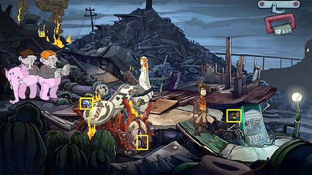After conversation with the elephant, click the Nilbot - Get yourself free of Utopians company - Chapter seven - Deponia Doomsday - Game Guide and Walkthrough