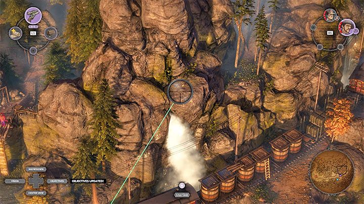 After you recruit McCoy, look for a place that will give you a good view at the chicken (a straight green line) - Desperados 3: Golden chickens - list - Trophies/Achievements - Desperados 3 Guide