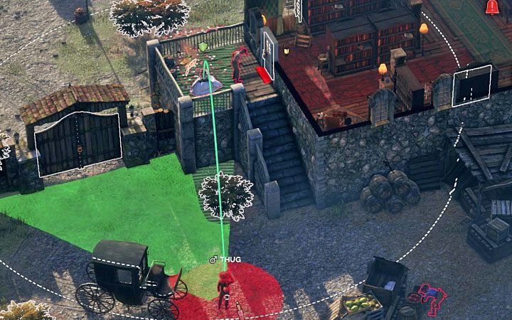 You must reach the side entrance to the property (M4,4) - Desperados 3: Sneak with Kate into the mayors office - mission 4, walkthrough - Mission 4 - Until Death Do Us Part - Desperados 3 Guide